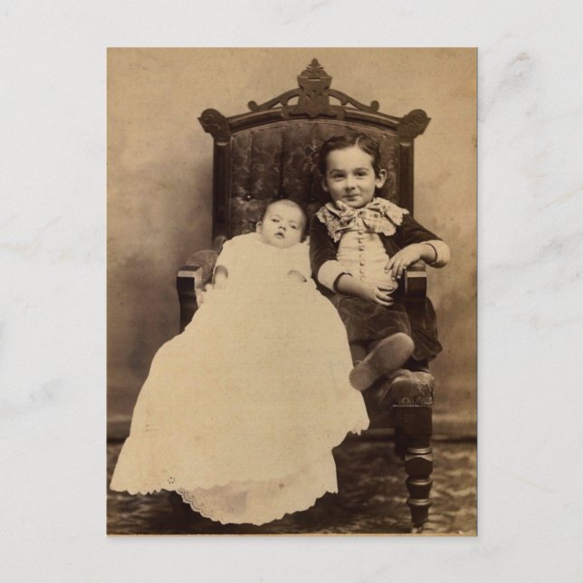 William & baby LAHR, circa 1880 Postcard (Front)