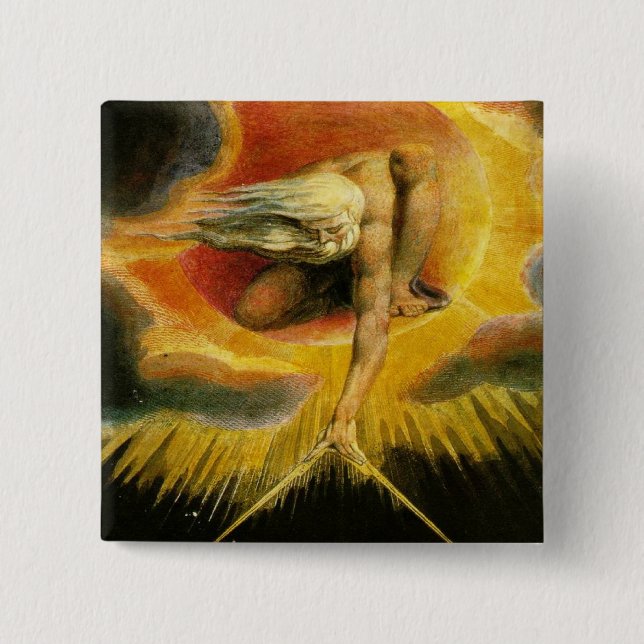 William Blake Art God 15 Cm Square Badge (Front)