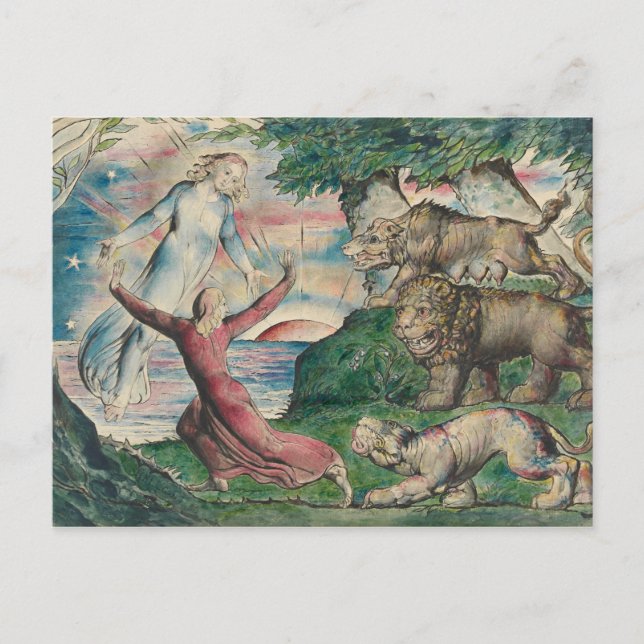 William Blake -Dante Running from the three Beasts Postcard (Front)