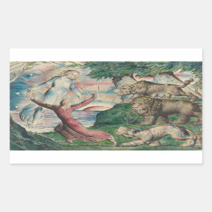 William Blake -Dante Running from the three Beasts Rectangular Sticker