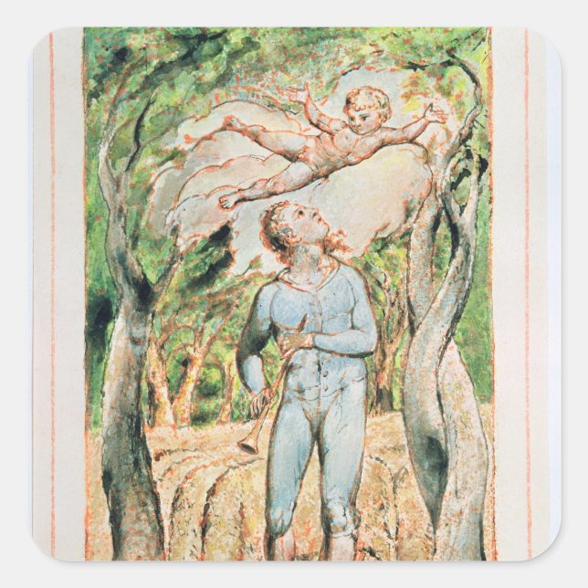 William Blake | Songs of Innocence; "the Piper" ,  Square Sticker (Front)