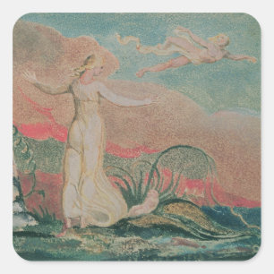 William Blake The Book of Thel; Plate 4 Thel in Square Sticker