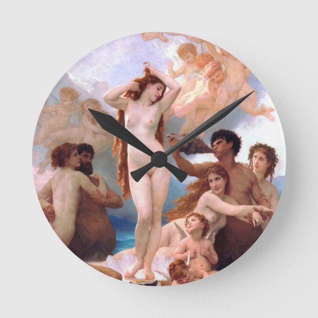 William Bouguereau - The Birth of Venus 1879 Round Clock (Front)