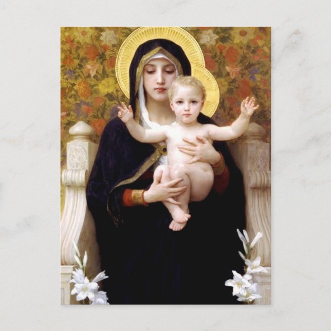 William Bouguereau- The Madonna of the Lilies Postcard (Front)