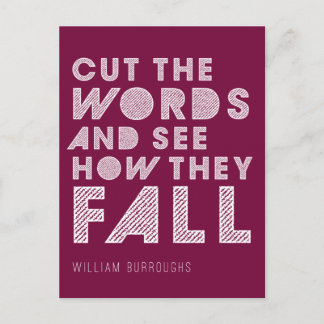 William Burroughs "Cut the Words" Writing Postcard