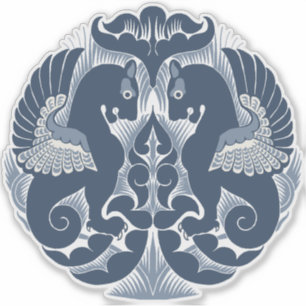 William De Morgan Blue Griffins Vinyl Sticker