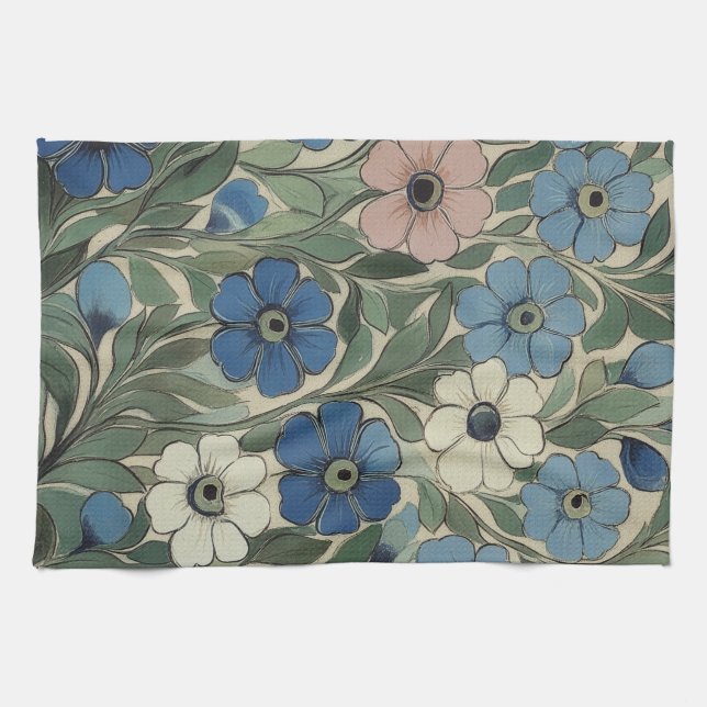 William De Morgan Flowers Tea Towel (Horizontal)