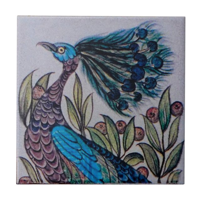 William De Morgan - Peacock - Tile 1 of 3 (Front)