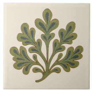 William De Morgan Stylistic Oak Leaf Tile