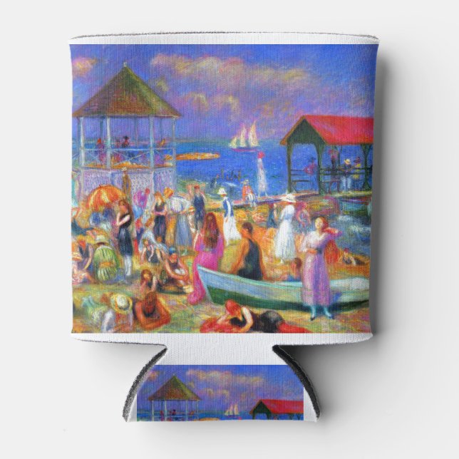 William Glackens Beach Scene Can Cooler (Front)