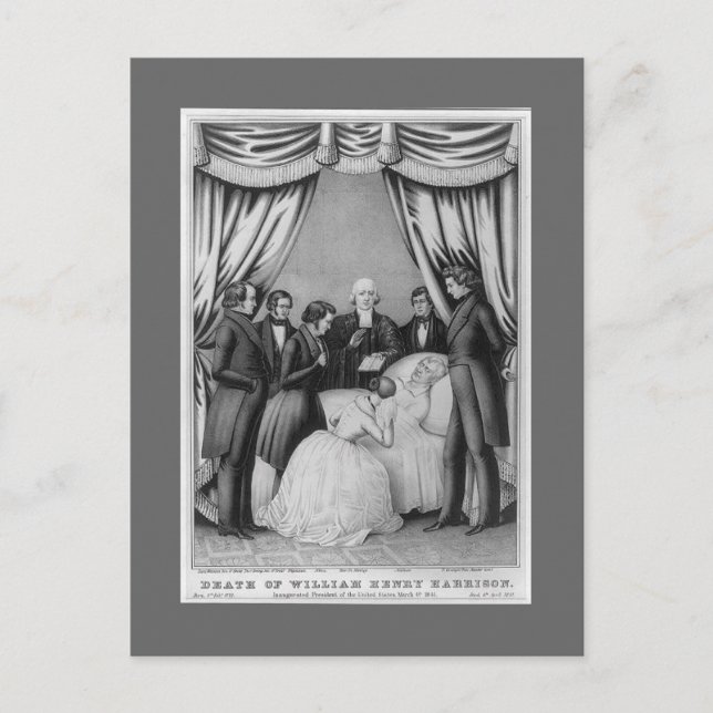 William Henry Harrison death bed Postcard (Front)