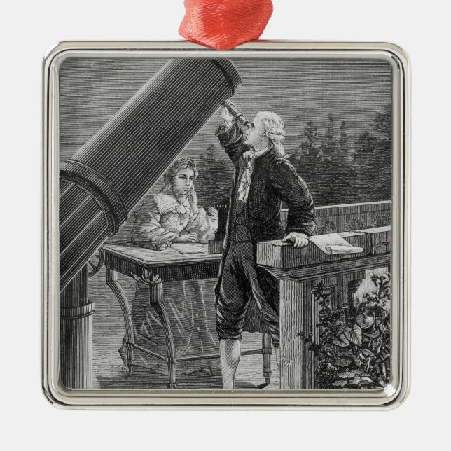 William Herschel  Discovers the Planet Uranus Metal Tree Decoration (Front)
