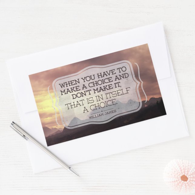 William James Inspirational Quote "Choice" Rectangular Sticker (Envelope)