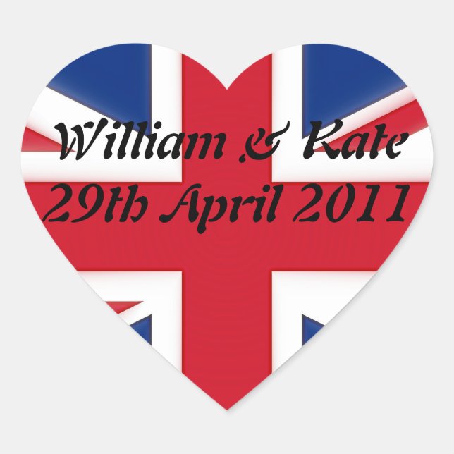 William & Kate - 29th April 2011 Heart Sticker (Front)