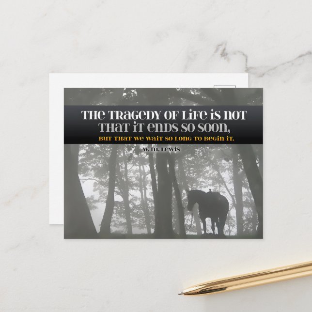 William Lewis Inspirational Quote "Tragedy" Postcard (Front/Back In Situ)