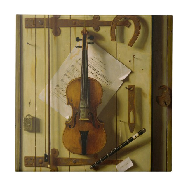 William Michael Harnett Violin Music Still Life Tile (Front)