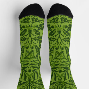 William Mirrors Acorns & oak leaves Pattern Green Socks
