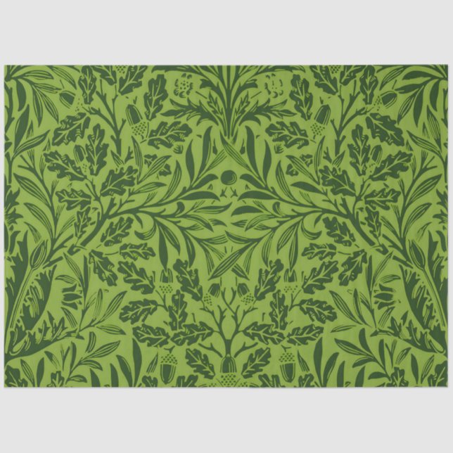 William Mirrors Acorns & oak leaves Pattern Green Tissue Paper (Front)