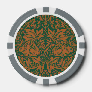 William Morris 1881 Birds, Rabbit Floral Pattern Poker Chips