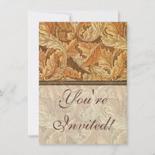 William Morris Acanthus Brown Autumn Leaves Invitation