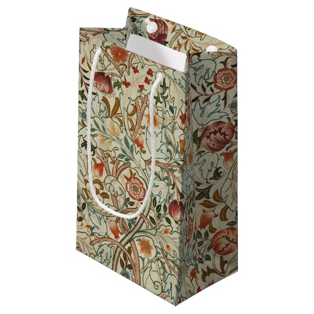 William Morris Acanthus Embroidery Floral Pattern  Small Gift Bag (Front Angled)