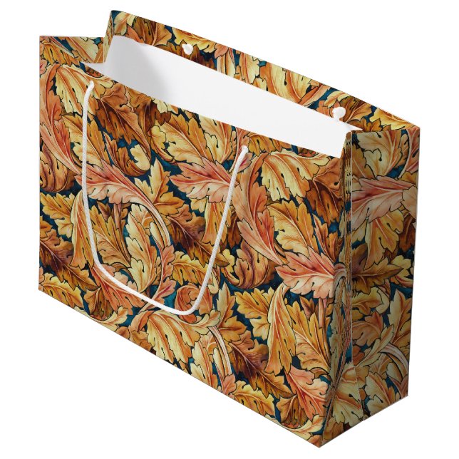 William Morris Acanthus Leaf Autumn Pattern Large Gift Bag (Front Angled)