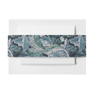 William Morris Acanthus Leaf Blue Vintage Pattern Invitation Belly Band