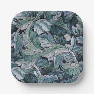 William Morris Acanthus Leaf Blue Vintage Pattern Paper Plate