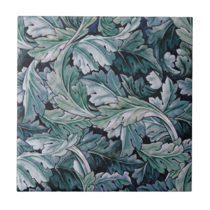 William Morris Acanthus Leaf Blue Vintage Pattern Tile