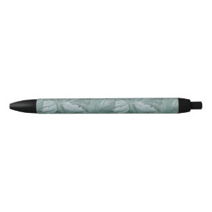William Morris Acanthus Leaf Teal Blue Pattern Black Ink Pen