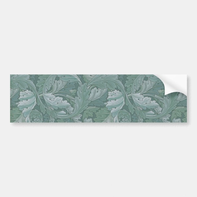 William Morris Acanthus Leaf Teal Blue Pattern Bumper Sticker (Front)