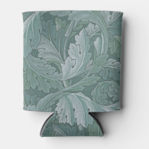 William Morris Acanthus Leaf Teal Blue Pattern Can Cooler