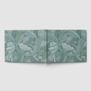 William Morris Acanthus Leaf Teal Blue Pattern Guest Book