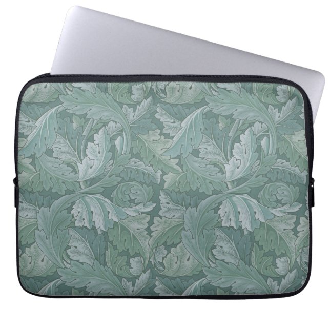 William Morris Acanthus Leaf Teal Blue Pattern Laptop Sleeve (Front)
