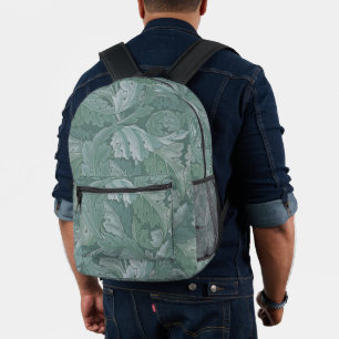 William Morris Acanthus Leaf Teal Blue Pattern Printed Backpack