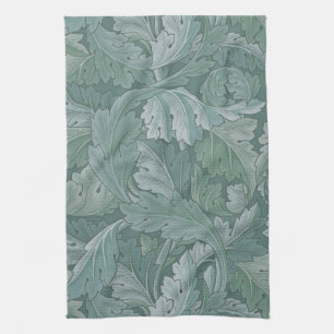 William Morris Acanthus Leaf Teal Blue Pattern Tea Towel