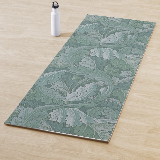 William Morris Acanthus Leaf Teal Blue Pattern Yoga Mat (In Situ)