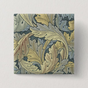 William Morris Acanthus Leaves Floral Art Nouveau 15 Cm Square Badge