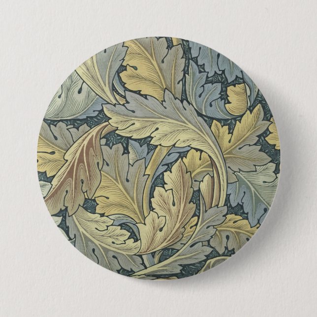 William Morris Acanthus Leaves Floral Art Nouveau 7.5 Cm Round Badge (Front)