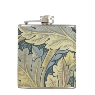 William Morris Acanthus Leaves Floral Art Nouveau Hip Flask