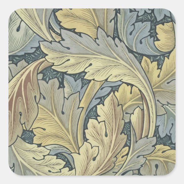 William Morris Acanthus Leaves Floral Art Nouveau Square Sticker (Front)