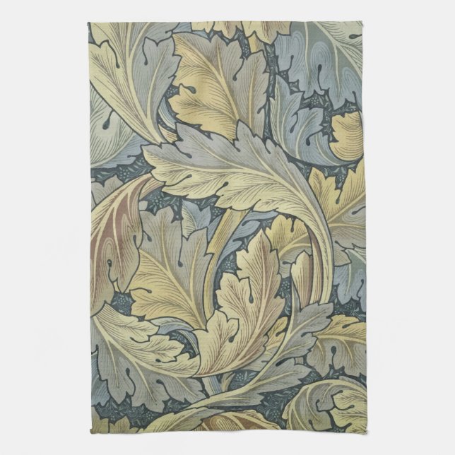 William Morris Acanthus Leaves Floral Art Nouveau Tea Towel (Vertical)