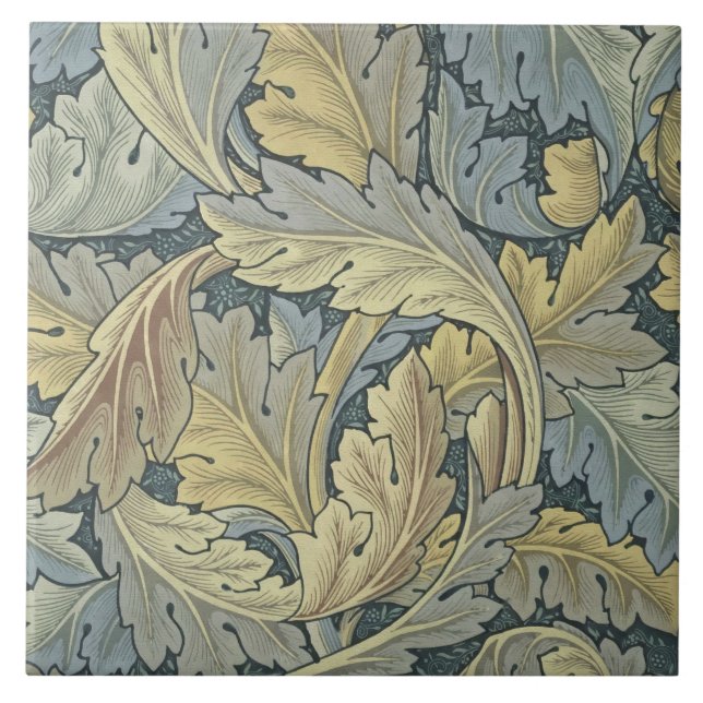 William Morris Acanthus Leaves Floral Art Nouveau Tile (Front)