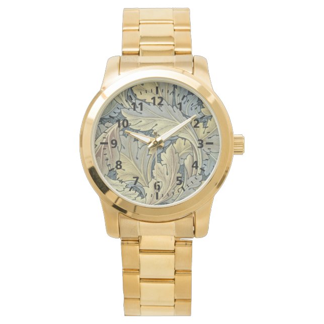 William Morris Acanthus Leaves Floral Art Nouveau Watch (Front)