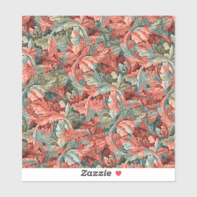 William Morris Acanthus Rust Red Sage Green (Sheet)