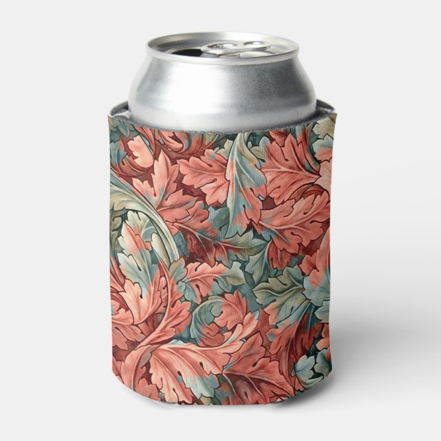 William Morris Acanthus Rust Red Sage Green Can Cooler (Can Front)