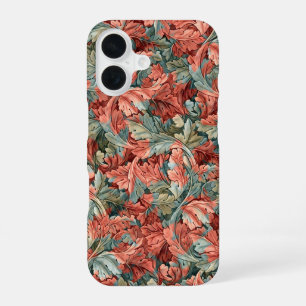 William Morris Acanthus Rust Red Sage Green iPhone 16 Case