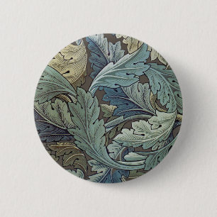 William Morris Acanthus Sage Flower Floral Botanic 6 Cm Round Badge