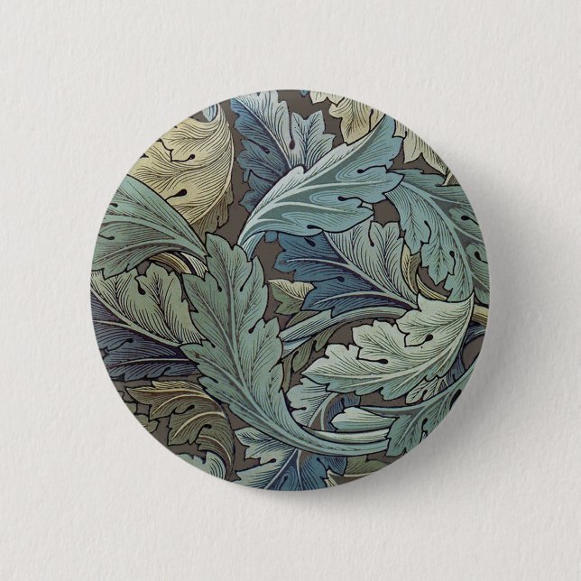 William Morris Acanthus Sage Flower Floral Botanic 6 Cm Round Badge (Front)