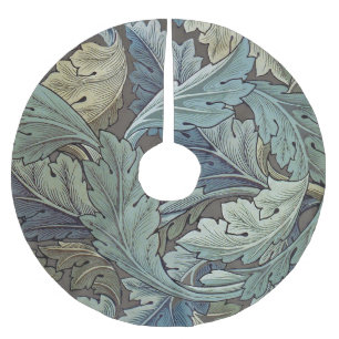 William Morris Acanthus Sage Flower Floral Botanic Brushed Polyester Tree Skirt